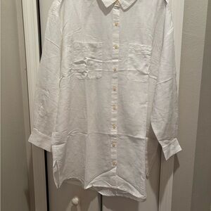 Style & Co. White Linen button down tunic top
